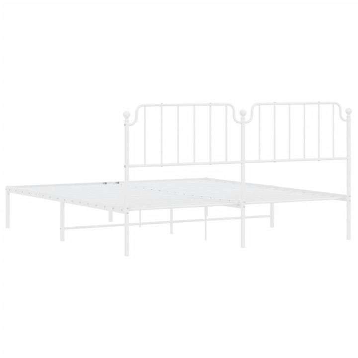 Metal Bed Frame with Headboard in White - Sturdy and Elegant 183x213 cm Bed Base - Premium  from Home Treasures - Just £101.99! Shop now at Home Treasures