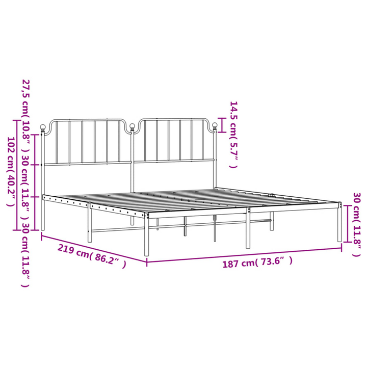 Metal Bed Frame with Headboard in White - Sturdy and Elegant 183x213 cm Bed Base - Premium  from Home Treasures - Just £101.99! Shop now at Home Treasures