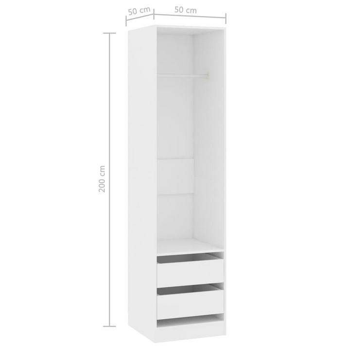 Stylish White Wardrobe with Drawers - 50x50x200 cm | Durable Engineered Wood - Premium  from Home Treasures - Just £153.99! Shop now at Home Treasures