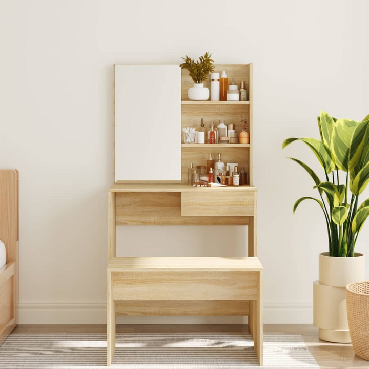 Sonoma Oak Dressing Table with Mirror - 74.5x40x141 cm | Modern Design with Ample Storage - Premium  from Home Treasures - Just £70.99! Shop now at Home Treasures