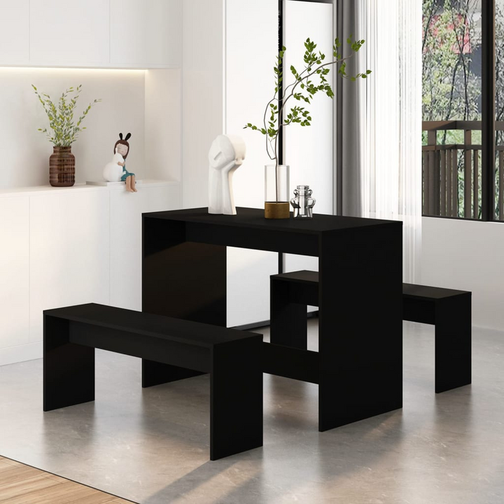 Modern 3 Piece Dining Set in Black Engineered Wood – Stylish & Durable - Premium  from Home Treasures - Just £86.99! Shop now at Home Treasures