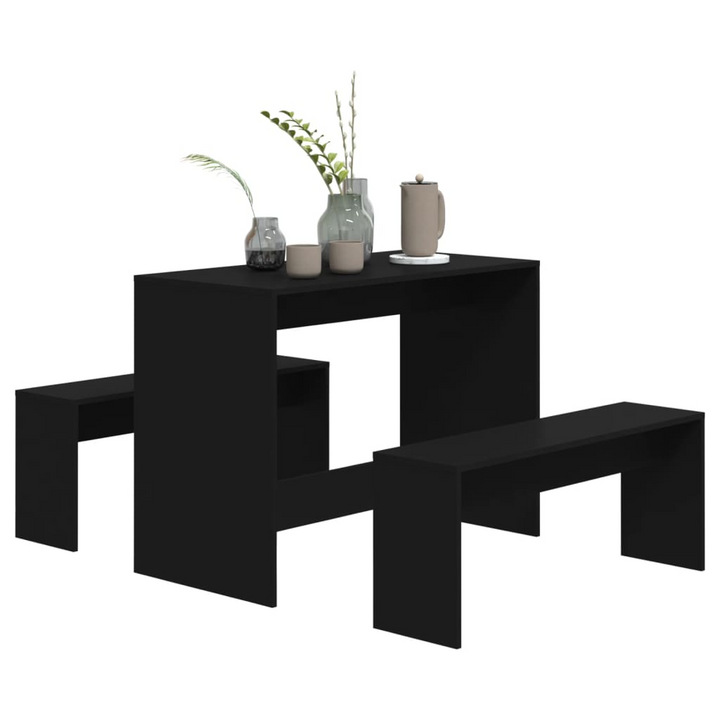 Modern 3 Piece Dining Set in Black Engineered Wood – Stylish & Durable - Premium  from Home Treasures - Just £86.99! Shop now at Home Treasures