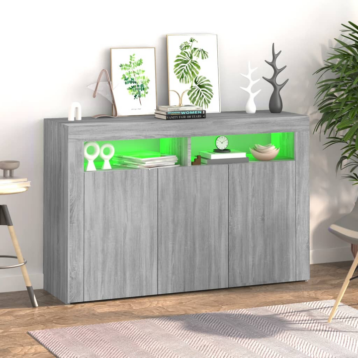 Modern Sideboard with RGB LED Lights in Grey Sonoma - 115.5x30x75 cm - Stylish & Functional Storage Solution - Premium  from Home Treasures - Just £124.99! Shop now at Home Treasures