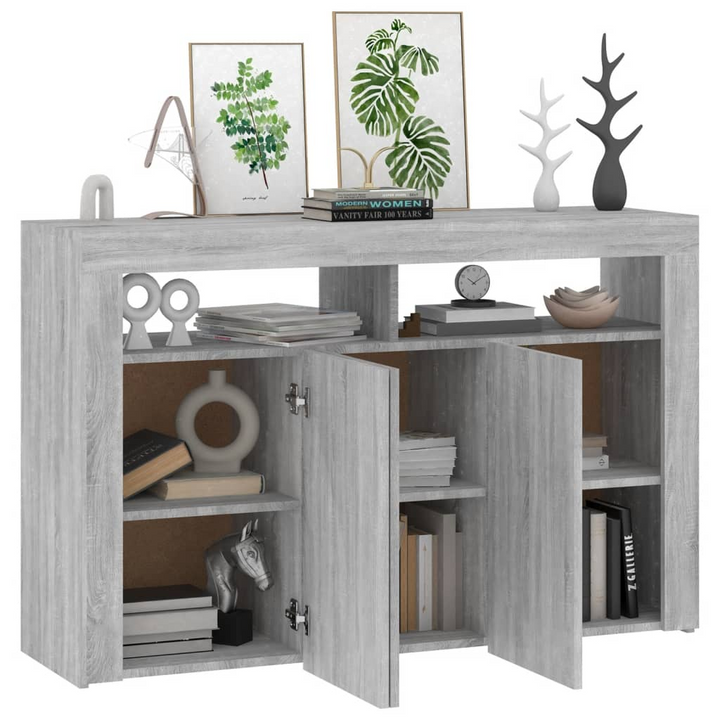 Modern Sideboard with RGB LED Lights in Grey Sonoma - 115.5x30x75 cm - Stylish & Functional Storage Solution - Premium  from Home Treasures - Just £124.99! Shop now at Home Treasures