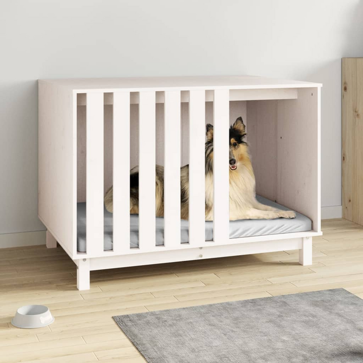 Solid Wood Pine Dog House – White, 100x70x72 cm – Comfortable and Stylish Outdoor Pet Shelter - Premium  from Home Treasures - Just £186.99! Shop now at Home Treasures