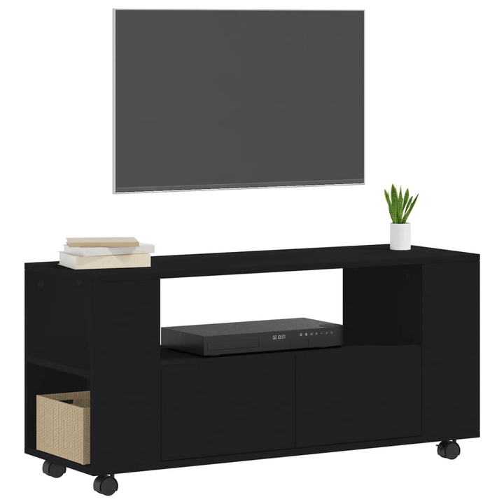 Black TV Cabinet - 102x34.5x43 cm - Engineered Wood - Modern & Durable Entertainment Stand - Premium  from Home Treasures - Just £59.99! Shop now at Home Treasures