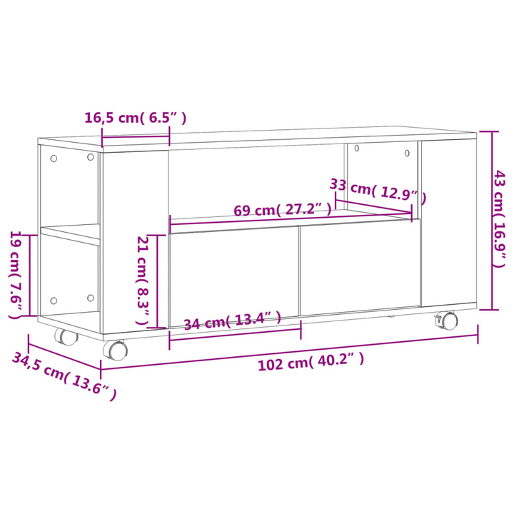 Black TV Cabinet - 102x34.5x43 cm - Engineered Wood - Modern & Durable Entertainment Stand - Premium  from Home Treasures - Just £59.99! Shop now at Home Treasures