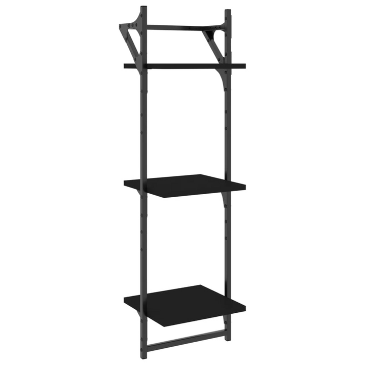 6 Piece Modern Floating Wall Shelf Set with Bars - Black Engineered Wood - Premium  from Home Treasures - Just £57.99! Shop now at Home Treasures