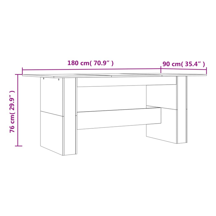 Smoked Oak Dining Table 180x90x76 cm - Engineered Wood, Modern and Elegant Design - Premium  from Home Treasures - Just £149.99! Shop now at Home Treasures