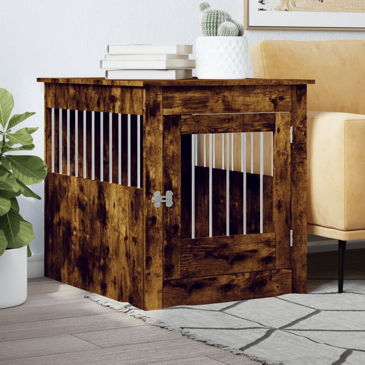 Dog Crate Furniture - Smoked Oak 64.5x80x71 cm | Multi-Functional Dog Cage & End Table | Engineered Wood & Steel | Sturdy, Stylish & Practical - Premium  from Home Treasures - Just £95.99! Shop now at Home Treasures