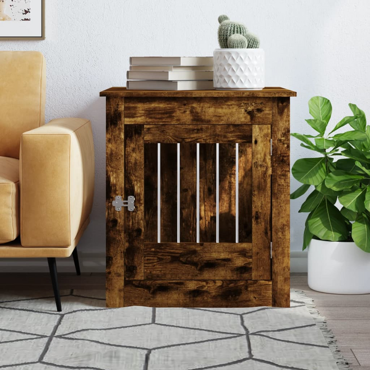 Dog Crate Furniture - Smoked Oak 64.5x80x71 cm | Multi-Functional Dog Cage & End Table | Engineered Wood & Steel | Sturdy, Stylish & Practical - Premium  from Home Treasures - Just £95.99! Shop now at Home Treasures