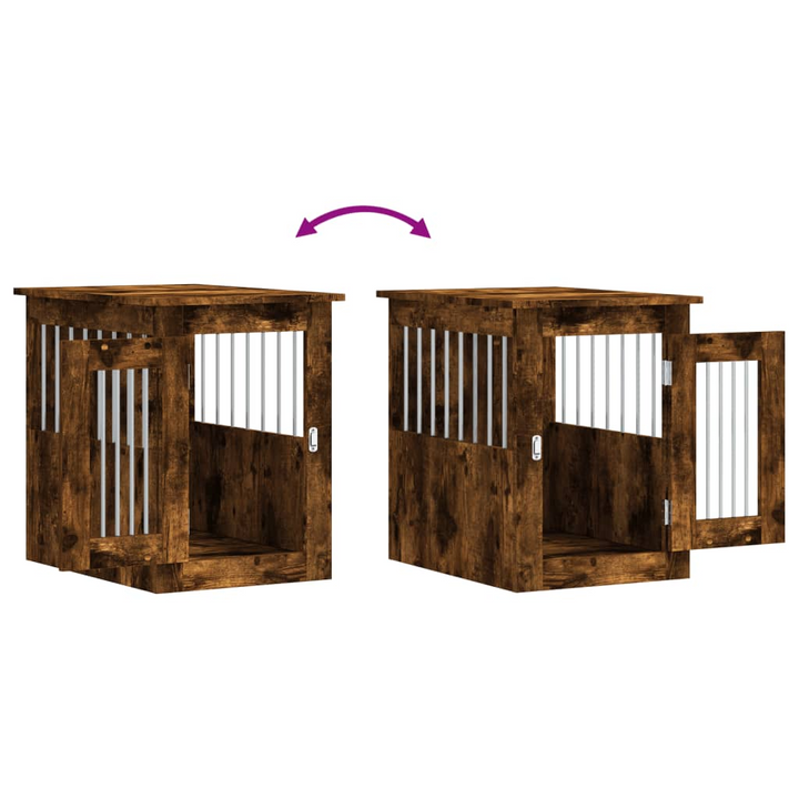 Dog Crate Furniture in Smoked Oak – Stylish 2-in-1 Doghouse and End Table, 45x62x59 cm, Engineered Wood and Steel, Lockable Door - Premium  from Home Treasures - Just £65.99! Shop now at Home Treasures