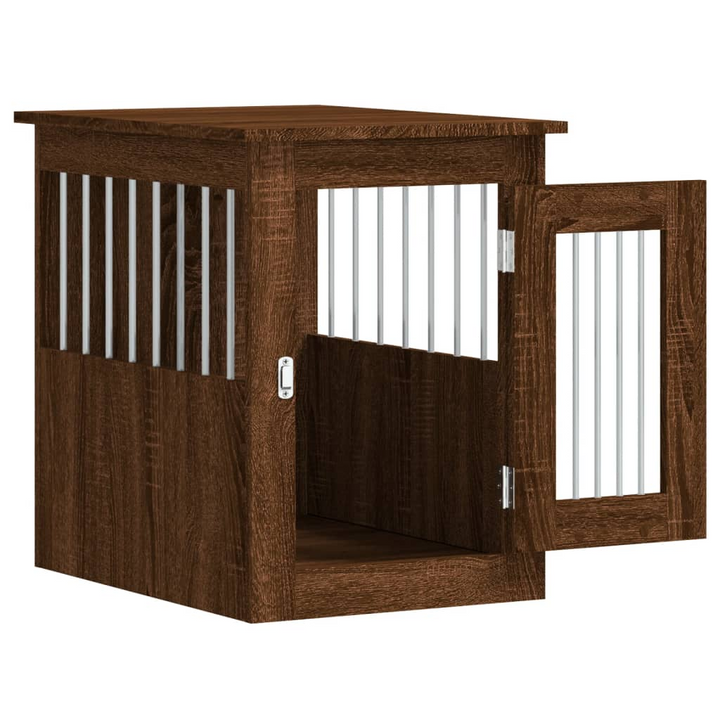 Brown Oak Dog Crate Furniture - Versatile 2-in-1 Doghouse & End Table, 45x62x59 cm, Safe & Stylish Pet Cage with Lockable Door - Premium  from Home Treasures - Just £70.99! Shop now at Home Treasures