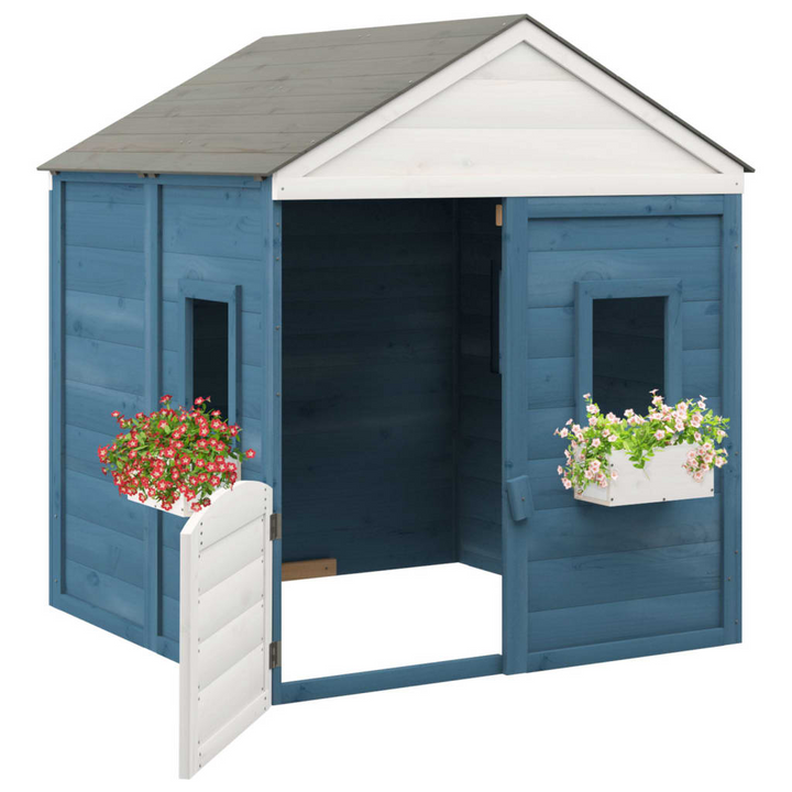 Children's Wooden Playhouse with Lockable Door & Flower Pots - Outdoor Fun for Ages 3-12 - Premium  from Home Treasures - Just £361.99! Shop now at Home Treasures