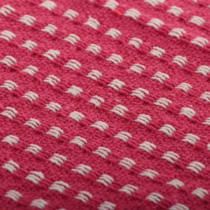 Cotton Throw Blanket 125x150 cm - Soft Pink, Trendy Square Design with Tassels - Premium  from Home Treasures - Just £19.99! Shop now at Home Treasures