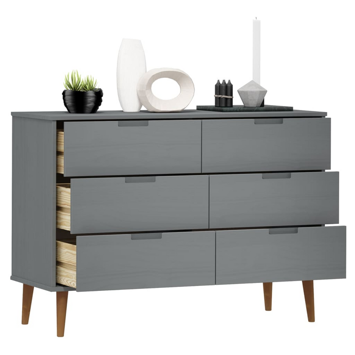 MOLDE Drawer Cabinet in Grey - Solid Pine Wood, Scandinavian Style Storage Unit | 113x40x80 cm - Premium  from Home Treasures - Just £225.99! Shop now at Home Treasures