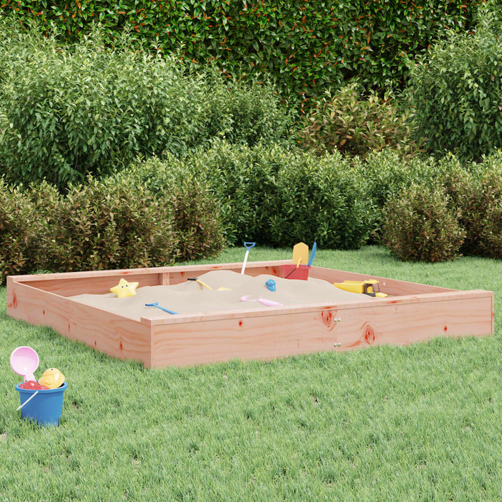 Square Sandbox with Seats, Douglas Solid Wood - Outdoor Sandpit for Creative Play - Premium  from Home Treasures - Just £109.99! Shop now at Home Treasures