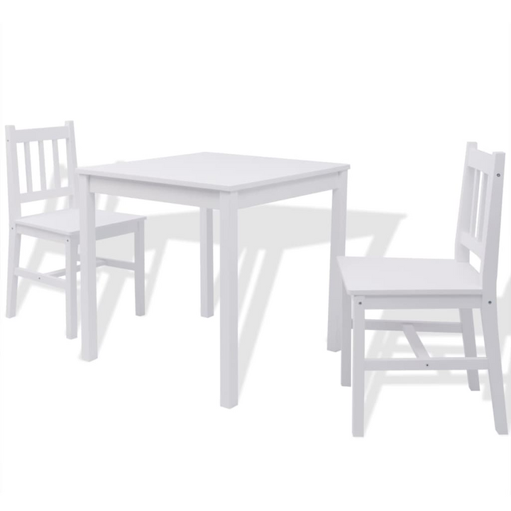 Elegant Three Piece Pinewood Dining Set in White – Compact, Durable & Stylish | Perfect for Small Spaces - Premium  from Home Treasures - Just £219.99! Shop now at Home Treasures