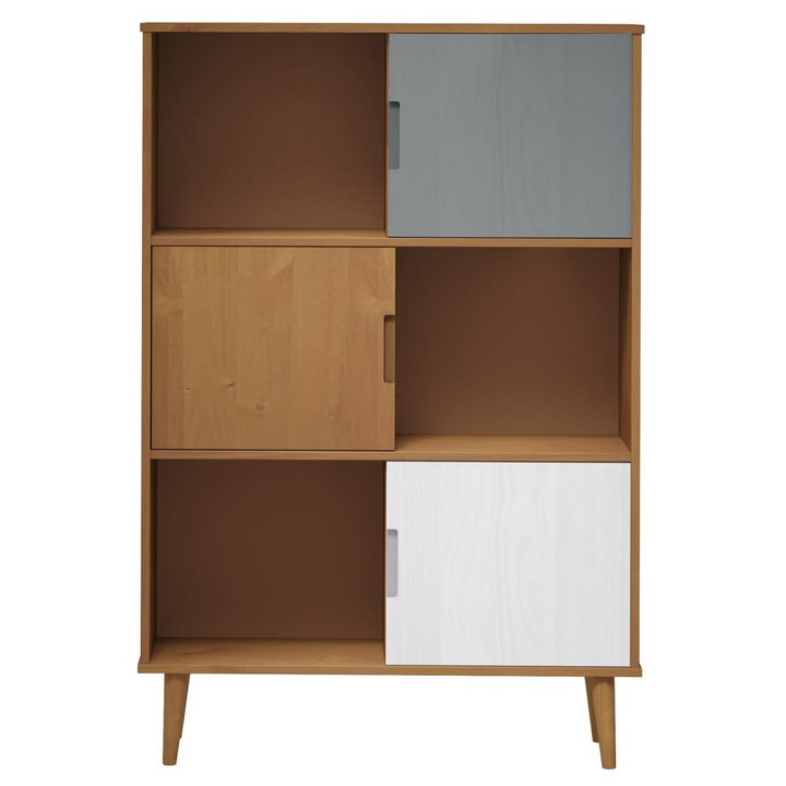 MOLDE Bookcase in Brown - Solid Pine Wood, UV Varnish Finish, Ample Storage, Scandinavian Design - Premium  from Home Treasures - Just £153.99! Shop now at Home Treasures