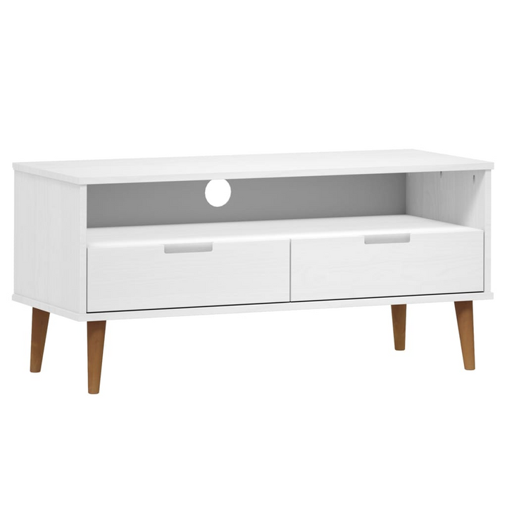 MOLDE TV Cabinet - White 106x40x49 cm - Solid Pine Wood with UV Varnish Finish - Stylish & Practical Storage Solution - Premium  from Home Treasures - Just £109.99! Shop now at Home Treasures