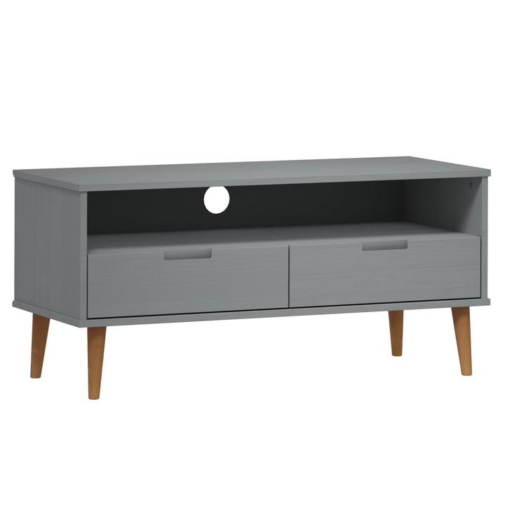 Elegant MOLDE TV Cabinet in Grey - Solid Pine Wood, 106x40x49 cm, UV Varnish Finish - Premium  from Home Treasures - Just £65.99! Shop now at Home Treasures