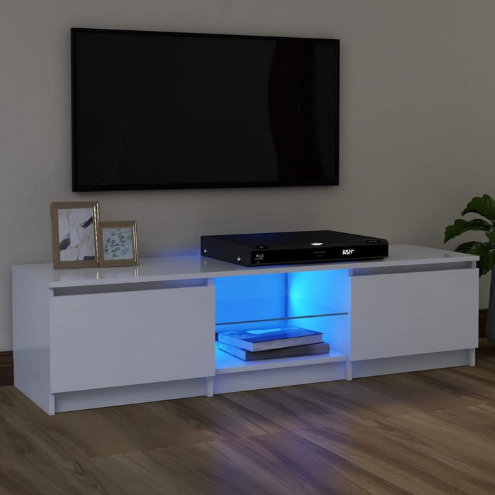 Modern TV Cabinet with RGB LED Lights, White, 120x30x35.5 cm - Stylish & Durable Media Console - Premium  from Home Treasures - Just £71.99! Shop now at Home Treasures