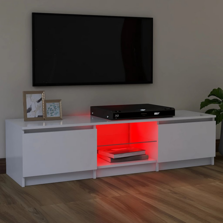 Modern TV Cabinet with RGB LED Lights, White, 120x30x35.5 cm - Stylish & Durable Media Console - Premium  from Home Treasures - Just £71.99! Shop now at Home Treasures