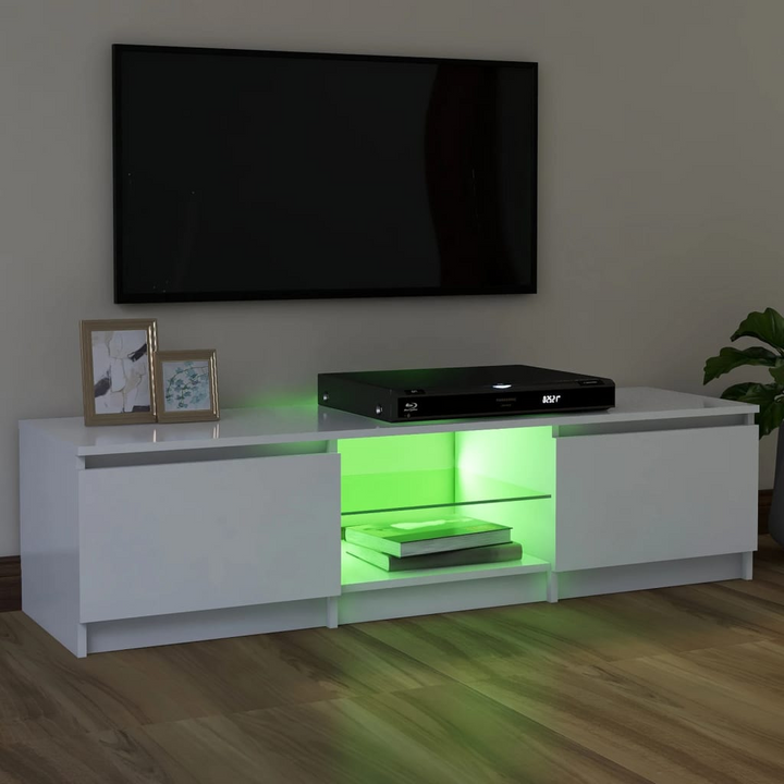 Modern TV Cabinet with RGB LED Lights, White, 120x30x35.5 cm - Stylish & Durable Media Console - Premium  from Home Treasures - Just £71.99! Shop now at Home Treasures