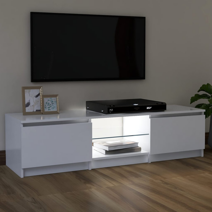 Modern TV Cabinet with RGB LED Lights, White, 120x30x35.5 cm - Stylish & Durable Media Console - Premium  from Home Treasures - Just £71.99! Shop now at Home Treasures