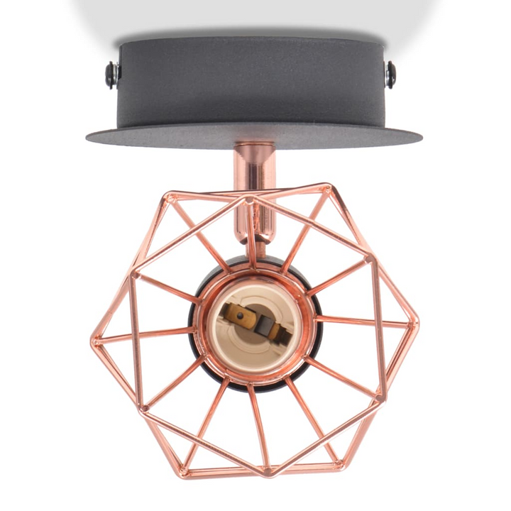 Industrial Wall Lamps Set of 2 with LED Filament Bulbs - Vintage Copper Geometric Design, Adjustable Spotlights - Premium  from Home Treasures - Just £23.99! Shop now at Home Treasures