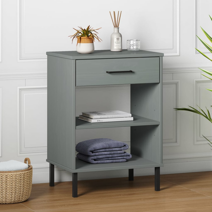 OSLO Industrial Console Cabinet with Metal Legs, Grey Solid Pine Wood - Stylish and Functional Storage Solution - Premium  from Home Treasures - Just £45.99! Shop now at Home Treasures