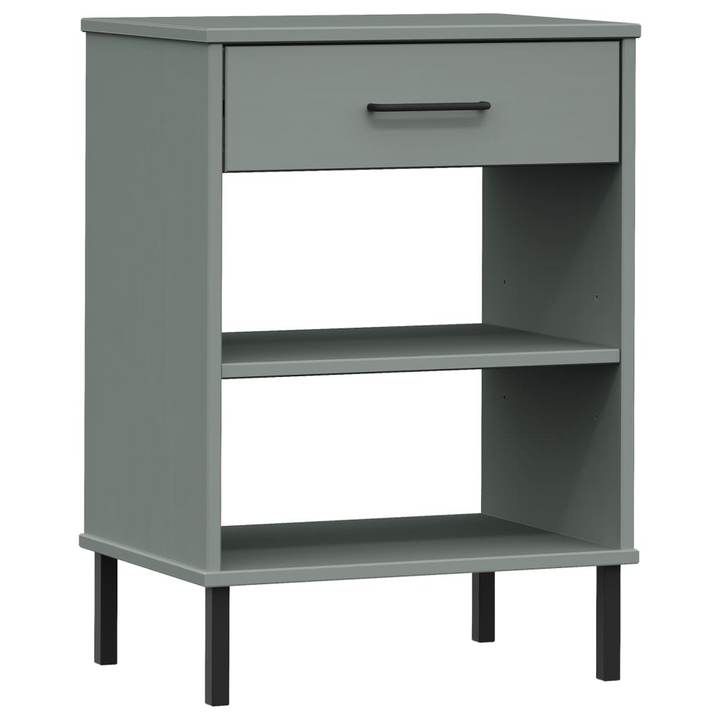 OSLO Industrial Console Cabinet with Metal Legs, Grey Solid Pine Wood - Stylish and Functional Storage Solution - Premium  from Home Treasures - Just £45.99! Shop now at Home Treasures