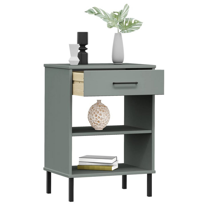 OSLO Industrial Console Cabinet with Metal Legs, Grey Solid Pine Wood - Stylish and Functional Storage Solution - Premium  from Home Treasures - Just £45.99! Shop now at Home Treasures