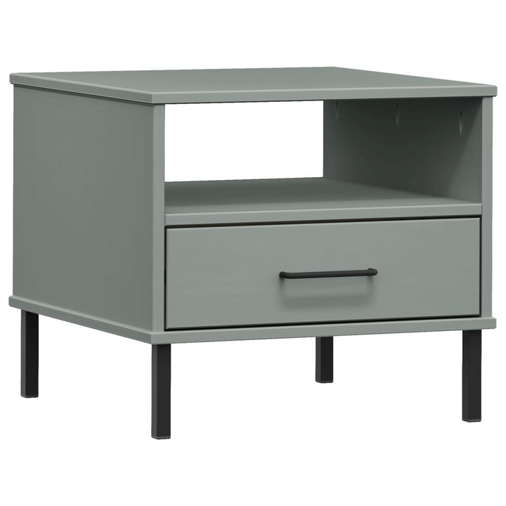 OSLO Bedside Table with Metal Legs & Solid Pine Wood in Grey - Industrial Charm & Rustic Beauty - Premium  from Home Treasures - Just £45.99! Shop now at Home Treasures