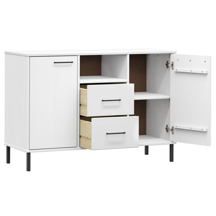 OSLO Solid Wood Sideboard with Metal Legs - White, 113x40x77 cm | Modern Industrial Storage Cabinet | Elegant Home Organizer - Premium  from Home Treasures - Just £115.99! Shop now at Home Treasures