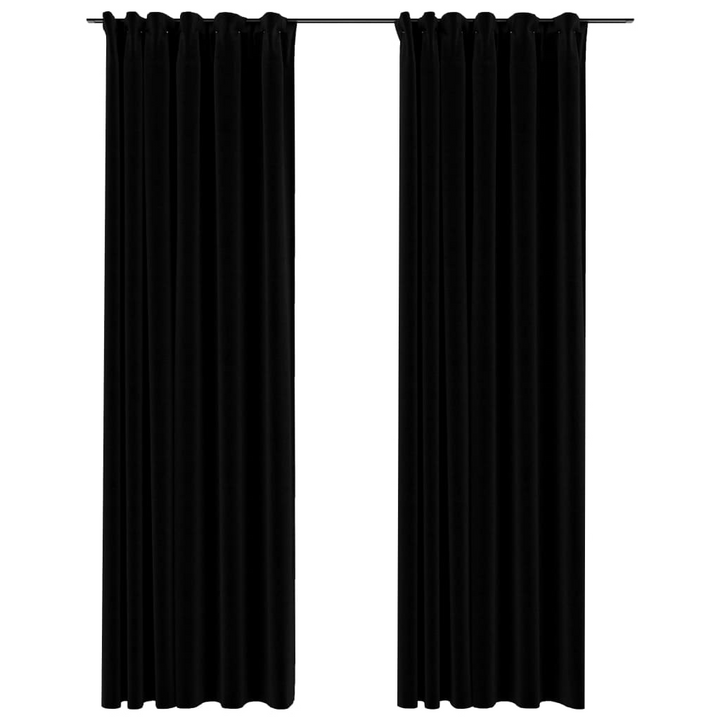 Linen-Look Blackout Curtains in Black - Set of 2, 140x245 cm - Premium Light-Blocking Drapes with Metal Hooks - Premium  from Home Treasures - Just £43.99! Shop now at Home Treasures