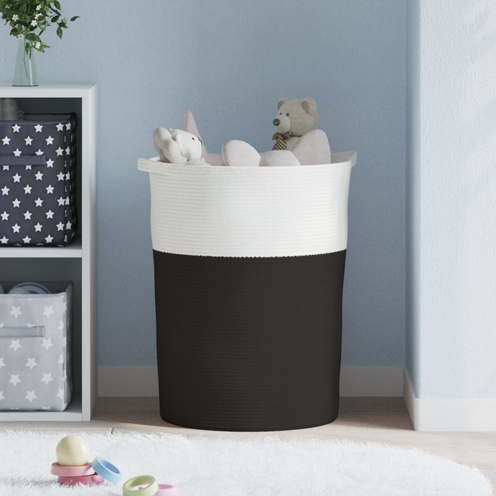 Stylish & Durable Cotton Storage Basket - Black and White, Ø49x65 cm | Perfect Home Organizer - Premium  from Home Treasures - Just £40.99! Shop now at Home Treasures