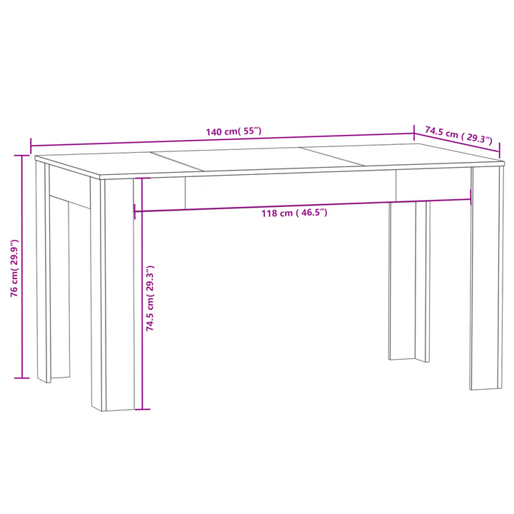 Brown Oak Dining Table 140x74.5x76 cm | Elegant Engineered Wood | Sturdy & Durable Furniture for Dining Room & Kitchen - Premium  from Home Treasures - Just £88.99! Shop now at Home Treasures