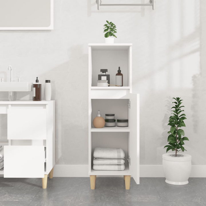 White Bathroom Cabinet - 30x30x100 cm | Engineered Wood | Ample Storage & Durable Design - Premium  from Home Treasures - Just £44.99! Shop now at Home Treasures