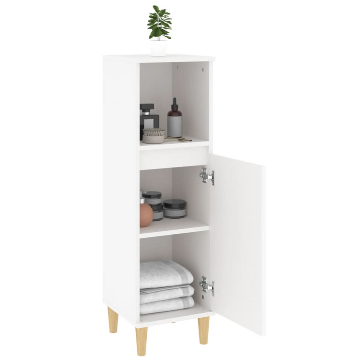 White Bathroom Cabinet - 30x30x100 cm | Engineered Wood | Ample Storage & Durable Design - Premium  from Home Treasures - Just £44.99! Shop now at Home Treasures