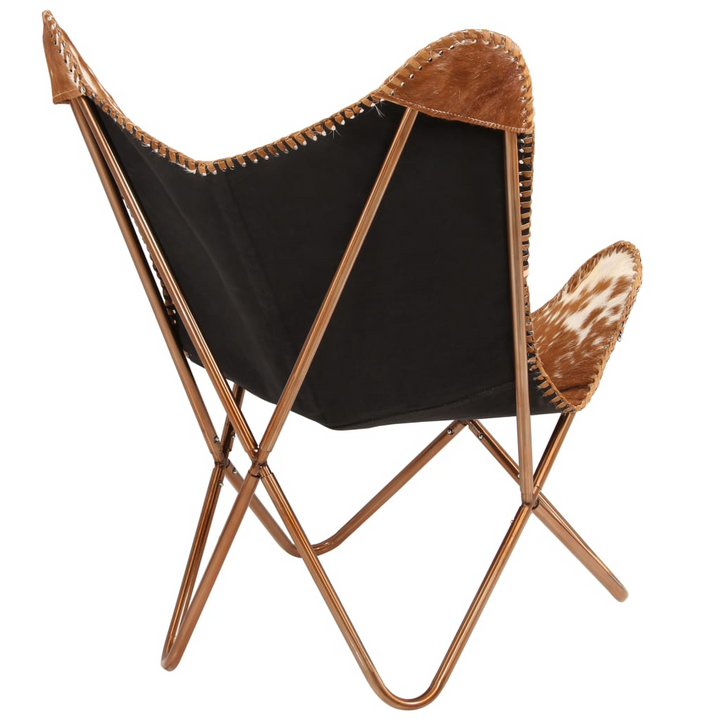 Butterfly Chair - Genuine Goat Leather, Brown and White - Vintage-Style Comfort and Durability - Premium  from Home Treasures - Just £118.99! Shop now at Home Treasures