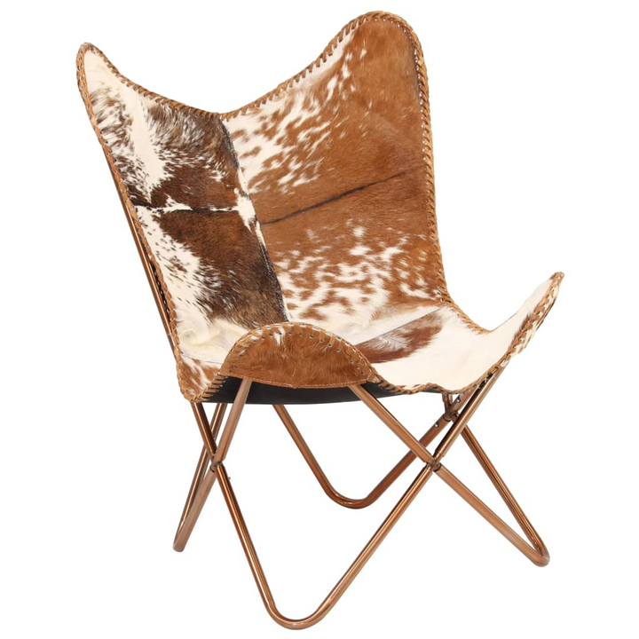 Butterfly Chair - Genuine Goat Leather, Brown and White - Vintage-Style Comfort and Durability - Premium  from Home Treasures - Just £118.99! Shop now at Home Treasures