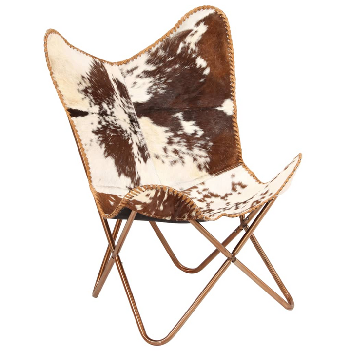 Butterfly Chair - Genuine Goat Leather, Brown and White - Vintage-Style Comfort and Durability - Premium  from Home Treasures - Just £118.99! Shop now at Home Treasures