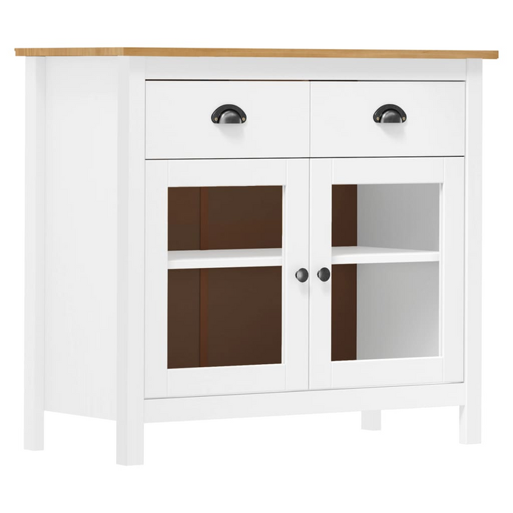 HILL Sideboard - Elegant White & Honey Brown | Solid Pine Wood | 90x40x80 cm - Premium Storage Solution - Premium  from Home Treasures - Just £137.99! Shop now at Home Treasures