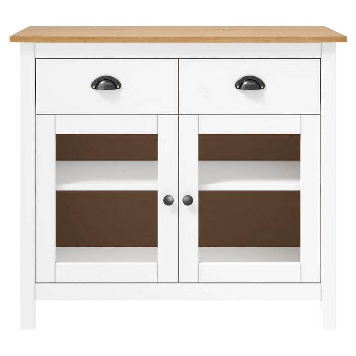 HILL Sideboard - Elegant White & Honey Brown | Solid Pine Wood | 90x40x80 cm - Premium Storage Solution - Premium  from Home Treasures - Just £137.99! Shop now at Home Treasures