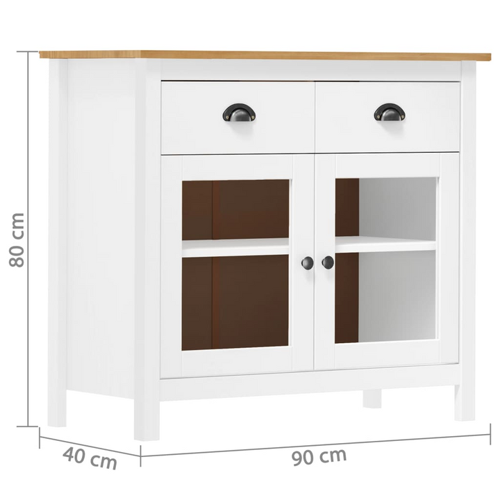 HILL Sideboard - Elegant White & Honey Brown | Solid Pine Wood | 90x40x80 cm - Premium Storage Solution - Premium  from Home Treasures - Just £137.99! Shop now at Home Treasures