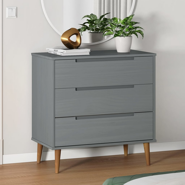 MOLDE Drawer Cabinet in Grey - Solid Pine Wood, 80x40x80 cm - Premium  from Home Treasures - Just £149.99! Shop now at Home Treasures