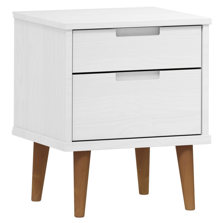 MOLDE Bedside Cabinet, Solid Pine Wood, White, 40x35x48 cm - Chic & Practical Nightstand with 2 Drawers - Premium  from Home Treasures - Just £74.99! Shop now at Home Treasures