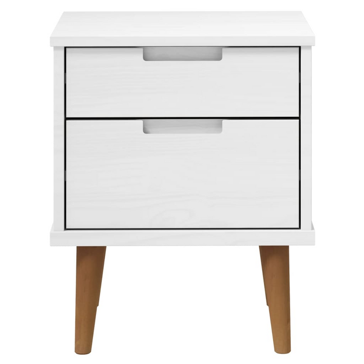 MOLDE Bedside Cabinet, Solid Pine Wood, White, 40x35x48 cm - Chic & Practical Nightstand with 2 Drawers - Premium  from Home Treasures - Just £74.99! Shop now at Home Treasures