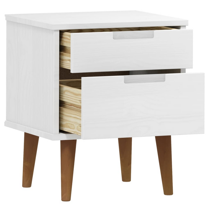 MOLDE Bedside Cabinet, Solid Pine Wood, White, 40x35x48 cm - Chic & Practical Nightstand with 2 Drawers - Premium  from Home Treasures - Just £74.99! Shop now at Home Treasures